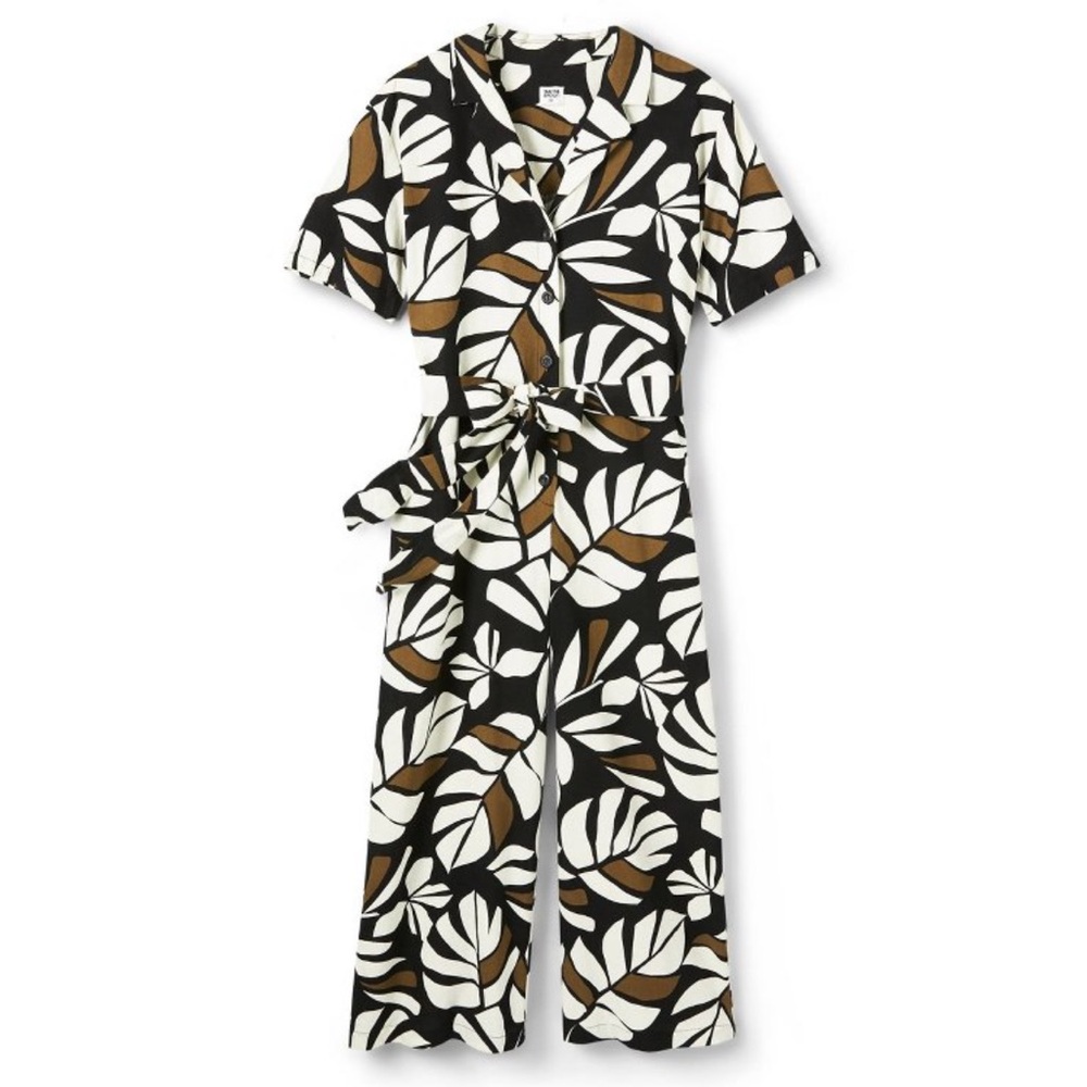 Tabitha Brown Women's Jumpsuit
Black Brown Palm Print One Piece Short Sleeve XXS